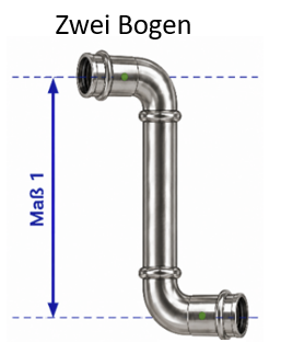 Zwei 90°-Bögen mit Rohrstück – Originalbild aus der App